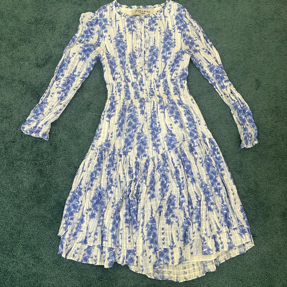 Blue and White Floral Women's Dress